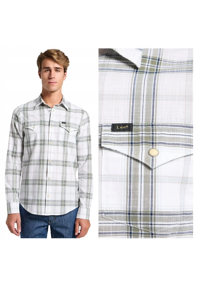 Camasa Barbati,  Clean Regular Western Shirt, Regular Fit, Design Clasic, Maneci Lungi, Cu Guler, Cu Nasturi, Bumbac, M INTL, Gri