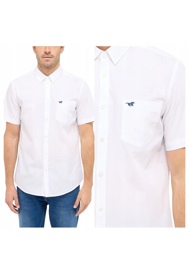 Camasa Barbati,  Gilroy, Regular Fit, Design Clasic, Maneci Scurti, Cu Guler, Cu Nasturi, Bumbac, M INTL, Alb