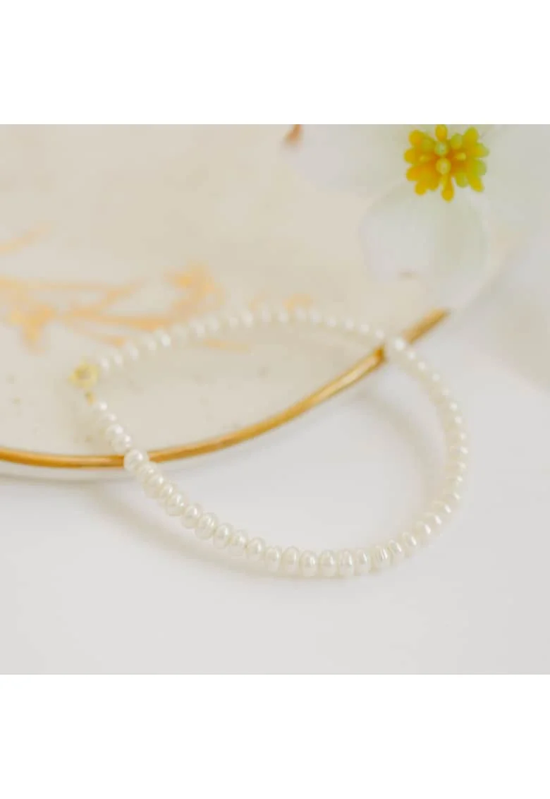 Bratara  din perla de cultura si argint placat cu aur, alb, handmade