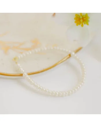Bratara  din perla de cultura si argint placat cu aur, alb, handmade