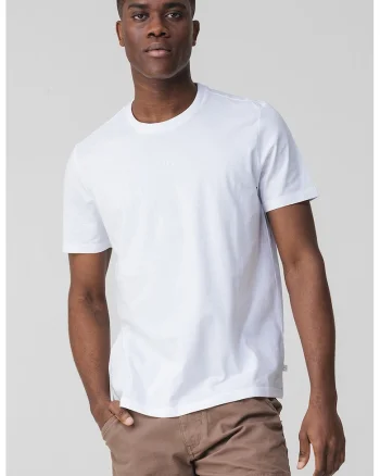 Tricou cu decolteu la baza gatului si logo discret, Alb