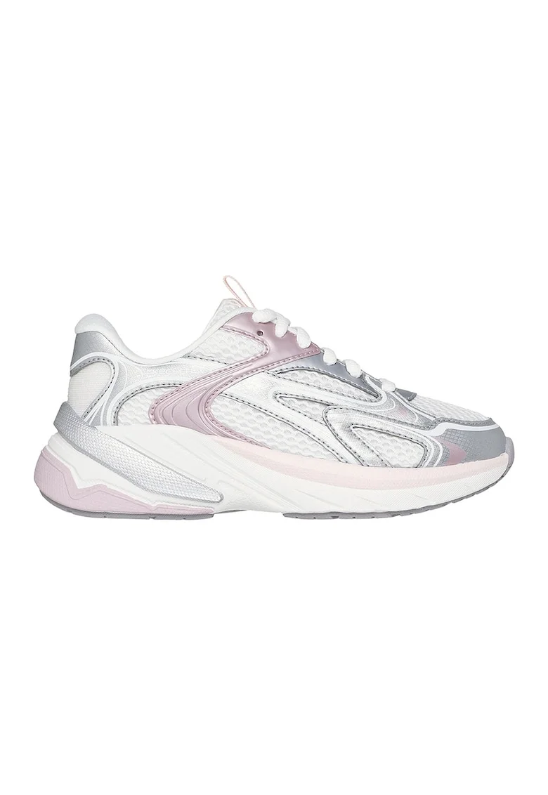 Pantofi sport S2K cu garnituri de plasa si sintetice, Alb/Roz prafuit/Argintiu