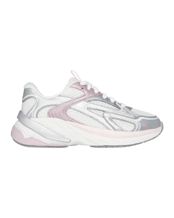 Pantofi sport S2K cu garnituri de plasa si sintetice, Alb/Roz prafuit/Argintiu