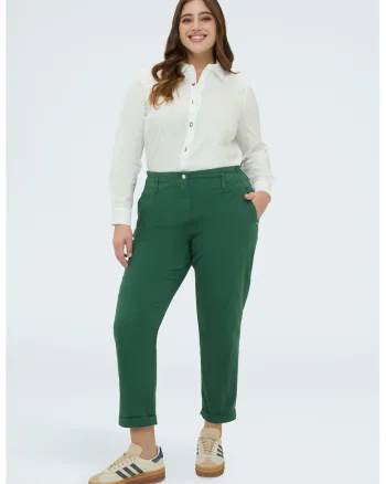 Pantaloni crop cu talie elastica, Verde aquamarin