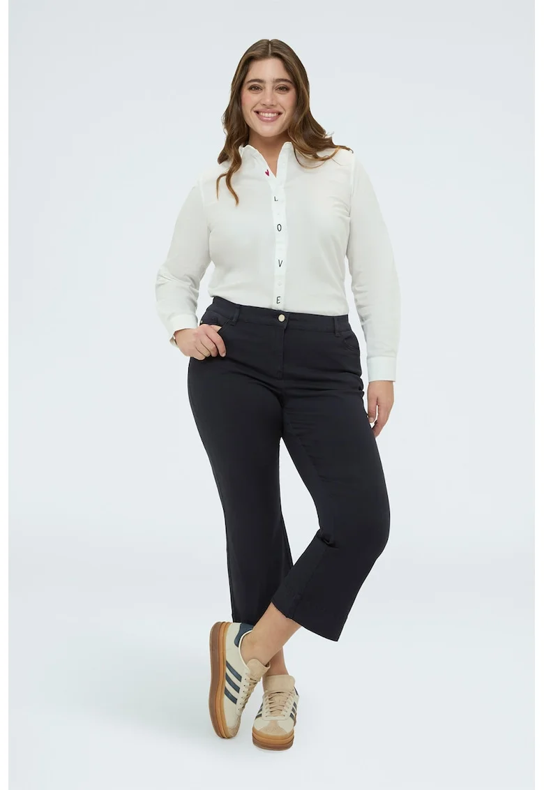 Pantaloni kick-flare cu model cu 5 buzunare, Gri carbune