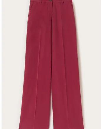 Pantaloni uni cu croiala ampla, Roz zmeuriu