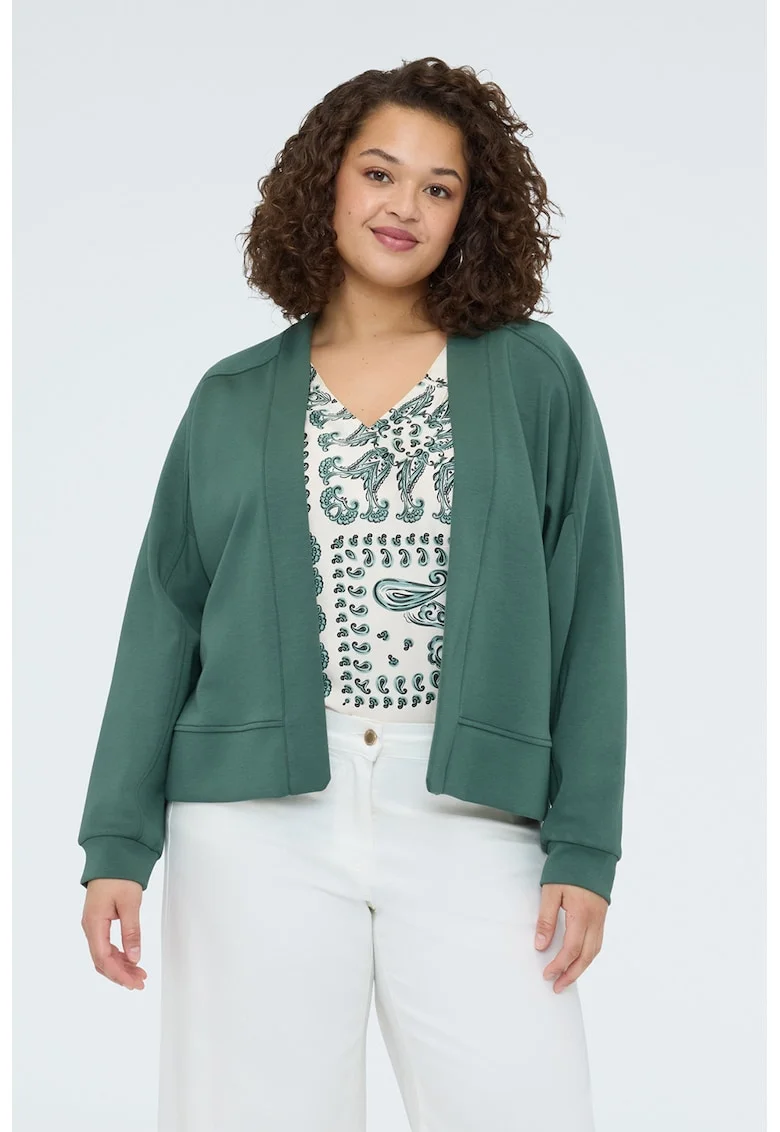 Cardigan din amestec de modal, fara inchidere, Verde aquamarin