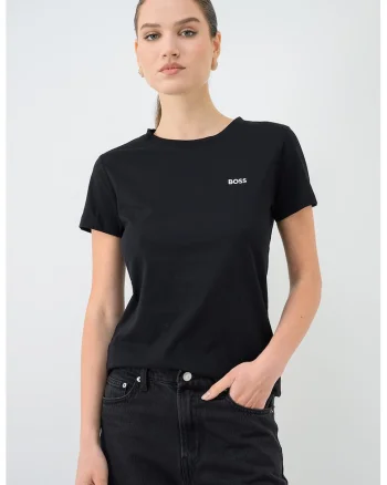 Tricou regular fit de bumbac Esogo, Negru/Portocaliu mandarina