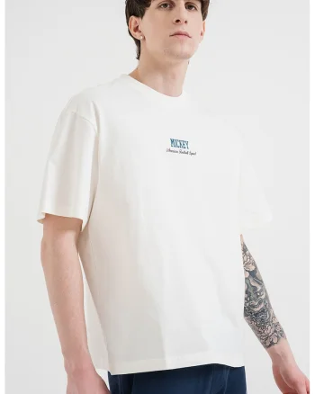 Tricou lejer cu imprimeu Mickey Mouse, Albastru petrol/Crem