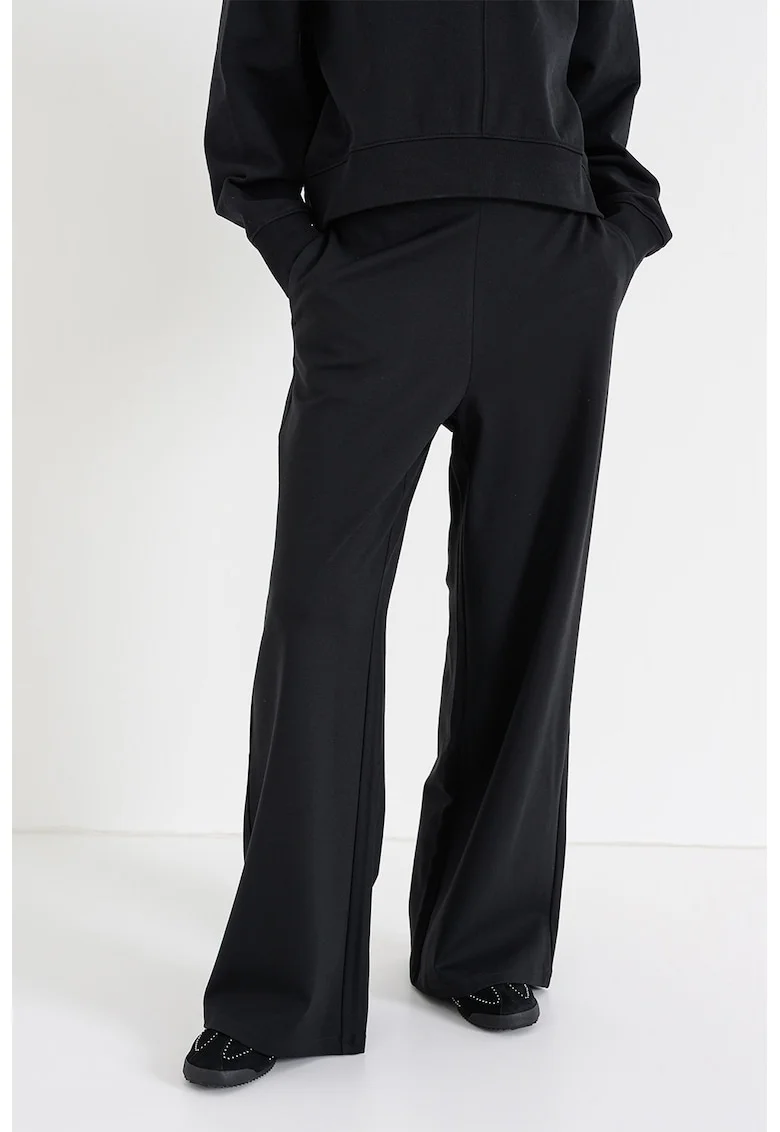 Pantaloni relexed fit de trening cu banda logo in talie, Negru