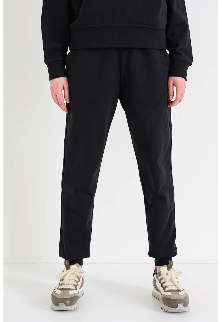 Bluza de trening din amestec de bumbac cu snur in talie, Negru