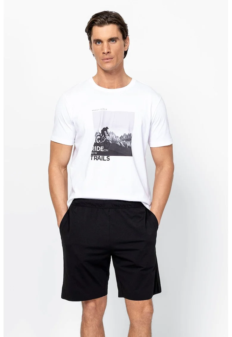 Tricou din bumbac cu imprimeu foto Magento, Alb/Negru