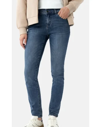 Blugi dama slim fit cu talie medie, cu 5 buzunare,  D-Montana 16, albastru, Albastru