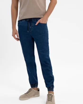 Blugi jogger barbati cu talie ajustabila, regular fit, 5 buzunare,  D-Rogger, albastru inchis, Albastru inchis
