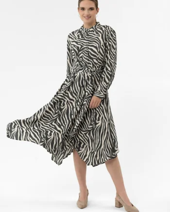 midi animal print verde, Crem verde