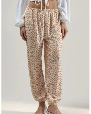 Pantaloni de dama,  talie joasa, imprimeu, textil