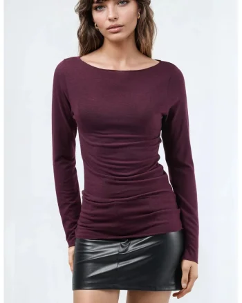 Bluza dama,  cu maneca lunga, mov, jerseu