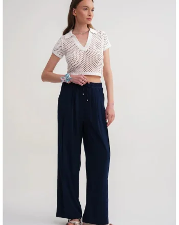 Pantaloni dama,  bleumarin, poliester,