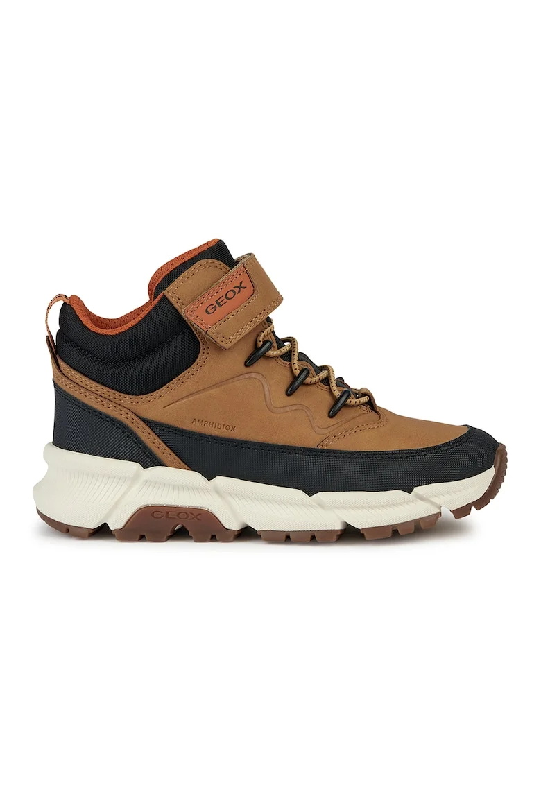 Ghete impermeabile cu inchidere velcro, Negru/Maro camel