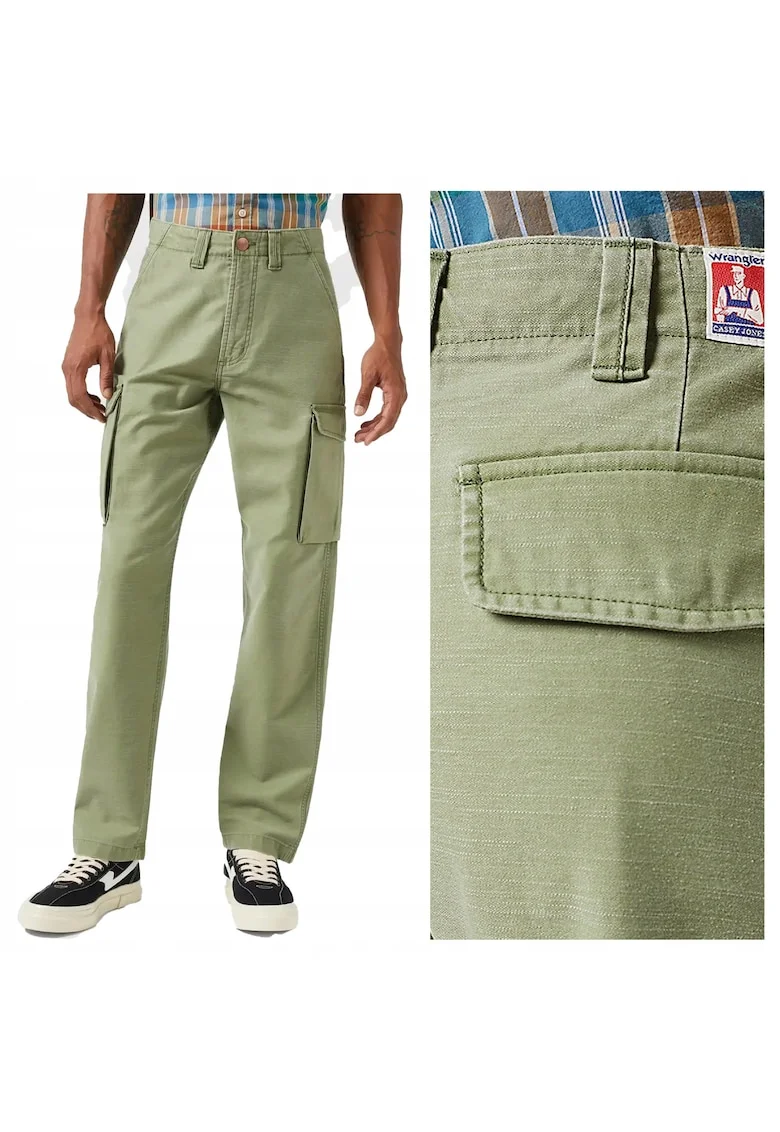 Pantaloni Barbati,  Casey Jones Cargo, Lungi, Straight Fit, Talie Medie, 5 Buzunare, Fermoar, Bumbac, Bej