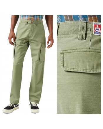 Pantaloni Barbati,  Casey Jones Cargo, Lungi, Straight Fit, Talie Medie, 5 Buzunare, Fermoar, Bumbac, Bej