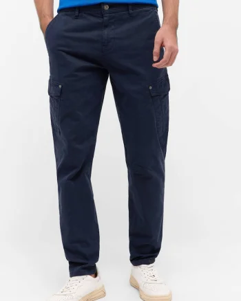 Pantaloni Barbati,  Style Daytona Cargo, Lungi, Skinny Fit, Talie Medie, 5 Buzunare, Fermoar, Bumbac, W32-L32 US, Albastru