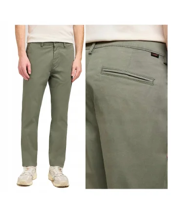 Pantaloni Barbati,  Slim Chino, Lungi, Fit, Talie Medie, 5 Buzunare, Fermoar, Bumbac, Verde, Verde