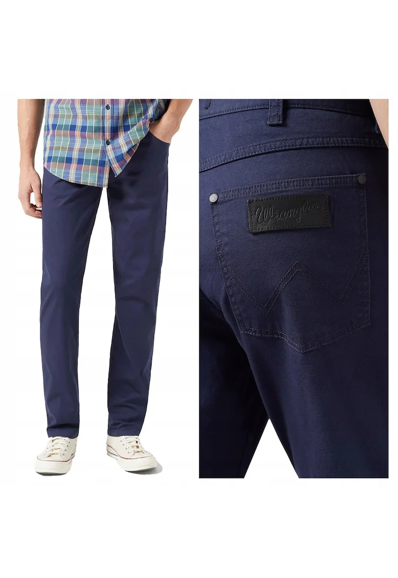Pantaloni Barbati,  Greensboro, Lungi, Straight Fit, Talie Joasa, 5 Buzunare, Fermoar, Bumbac, Albastru, Albastru