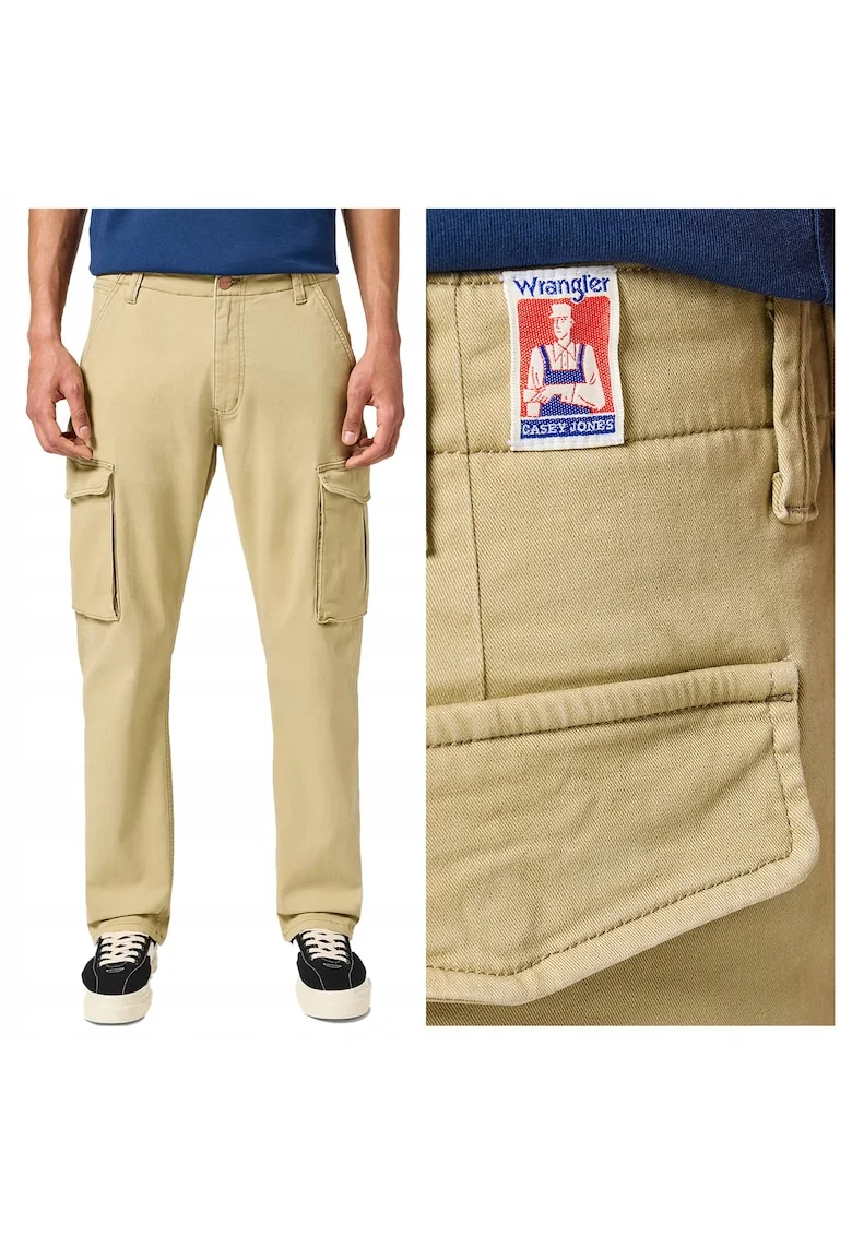 Pantaloni Barbati,  Casey Jones Cargo, Lungi, Straight Fit, Talie Medie, 5 Buzunare, Fermoar, Bumbac, Bej, Bej