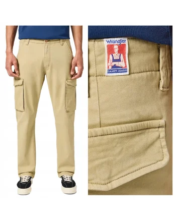 Pantaloni Barbati,  Casey Jones Cargo, Lungi, Straight Fit, Talie Medie, 5 Buzunare, Fermoar, Bumbac, Bej, Bej