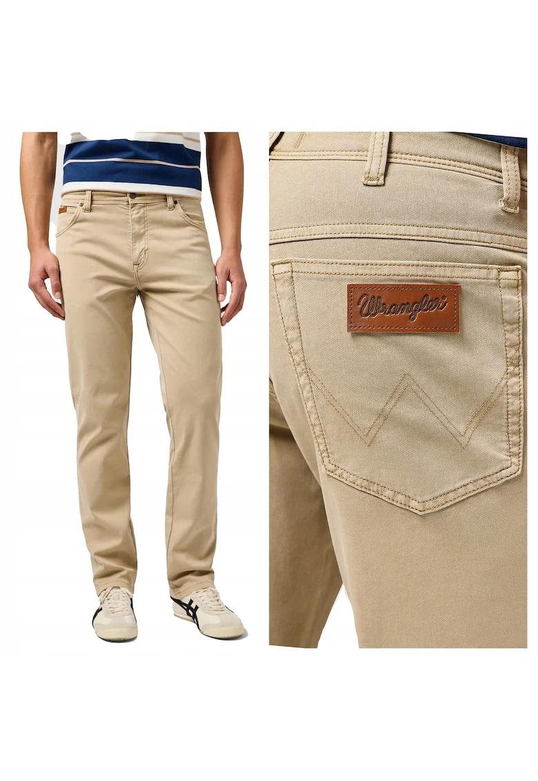 Pantaloni Barbati,  Texas, Lungi, Straight Fit, Talie Medie, 5 Buzunare, Fermoar, Bumbac, Bej