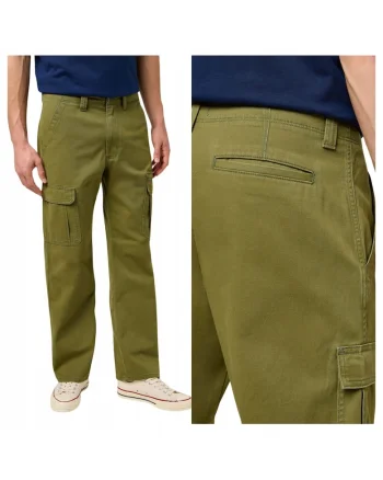 Pantaloni Barbati,  Cargo, Lungi, Straight Fit, Talie Medie, 5 Buzunare, Fermoar, Bumbac, Verde, Verde