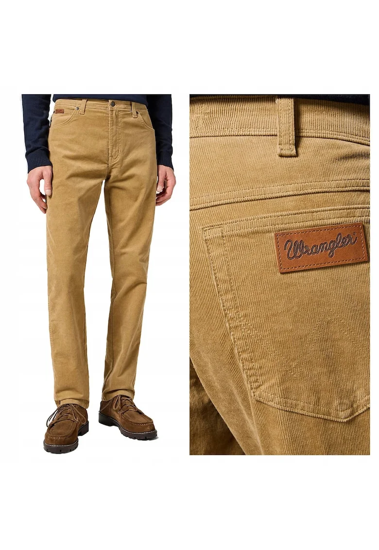 Pantaloni Barbati,  Texas Slim, Lungi, Straight Fit, Talie Medie, 5 Buzunare, Fermoar, Bumbac, Maro, Maro nisip