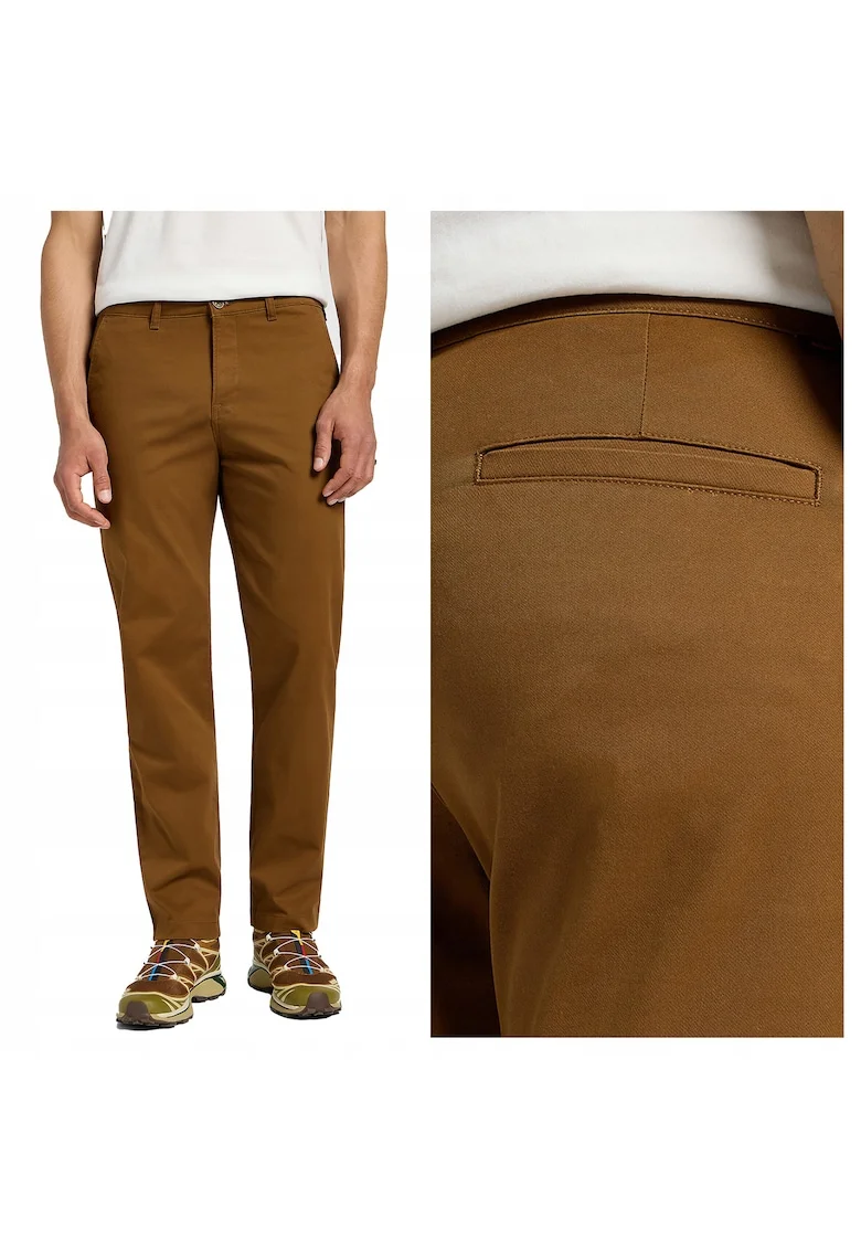 Pantaloni Barbati,  Regular Chino, Lungi, Straight Fit, Talie Medie, 5 Buzunare, Fermoar, Bumbac, Maro, Maro nisip