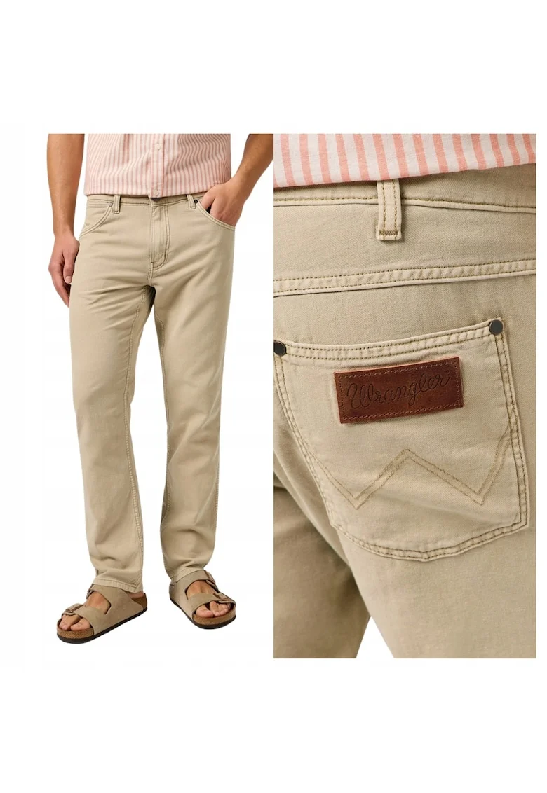Pantaloni Barbati,  Greensboro, Lungi, Straight Fit, Talie Medie, 4 Buzunare, Fermoar, Bumbac, W33-L34 US, Bej