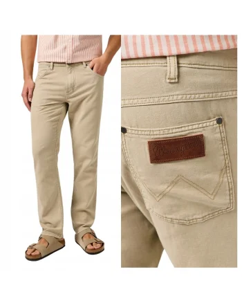 Pantaloni Barbati,  Greensboro, Lungi, Straight Fit, Talie Medie, 4 Buzunare, Fermoar, Bumbac, W33-L34 US, Bej
