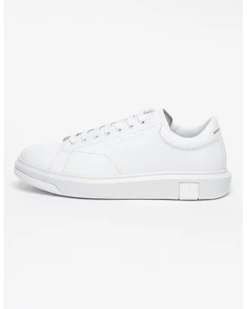 Pantofi sport din piele cu model uni, Alb