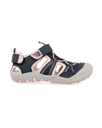 Sandale cu segmente cu inchidere velcro Mazatlan 47402, Roz pastel/Bleumarin