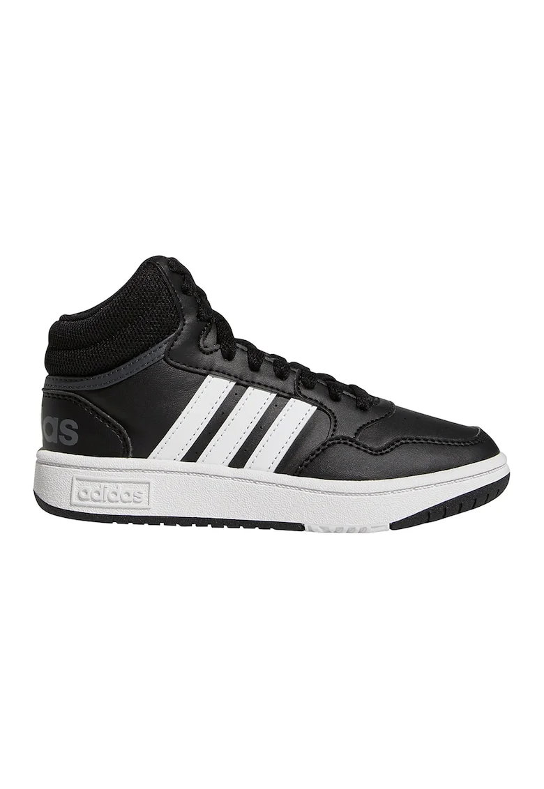 Pantofi sport mid-high din piele ecologica Hoops, Alb/Negru