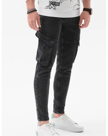 Blugi cargo crop, Negru