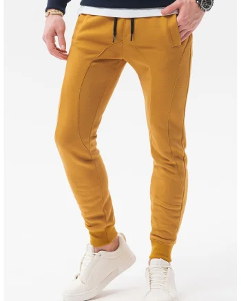 Pantaloni sport cu cusaturi accentuate, Galben mustar