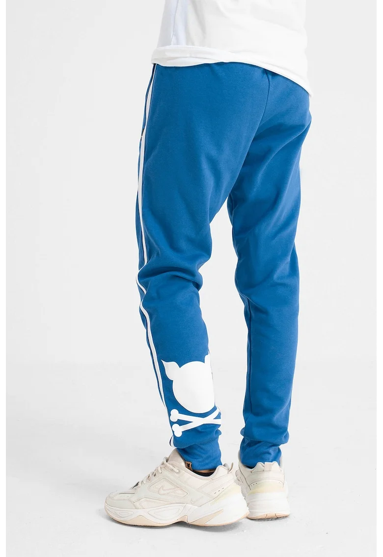 Pantaloni de trening unisex cu logo, Alb/Albastru royal