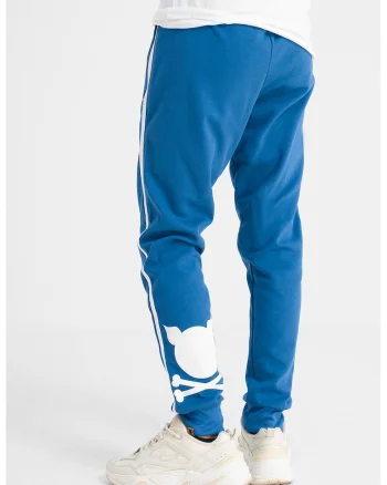 Pantaloni de trening unisex cu logo, Alb/Albastru royal