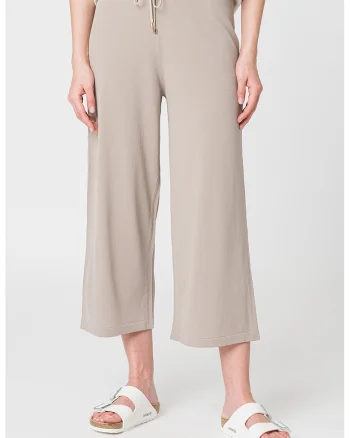 Pantaloni crop cu talie ajustabila, Grej