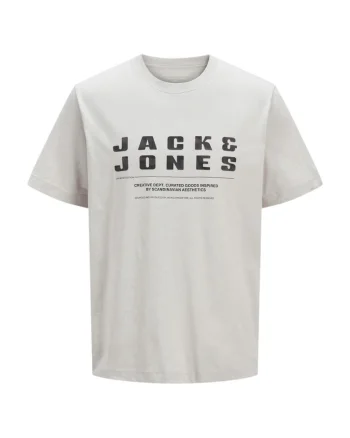 Tricou JACK &JONES Recharge Front Branding JNR 40900, Gri deschis