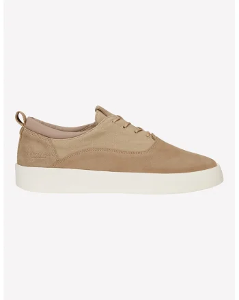 Pantofi sport de piele intoarsa cu garnituri de panza, Caramel