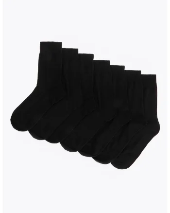 Set de sosete cu model uni - 7 perechi, Negru
