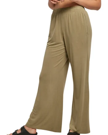 Pantaloni din amestec de modal cu croiala ampla, Maro camel