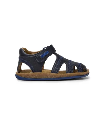Sandale fisherman de piele cu velcro, Bleumarin