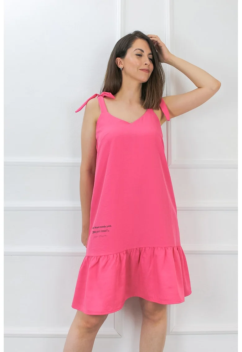 Rochie mini cu decolteu in V, Fucsia